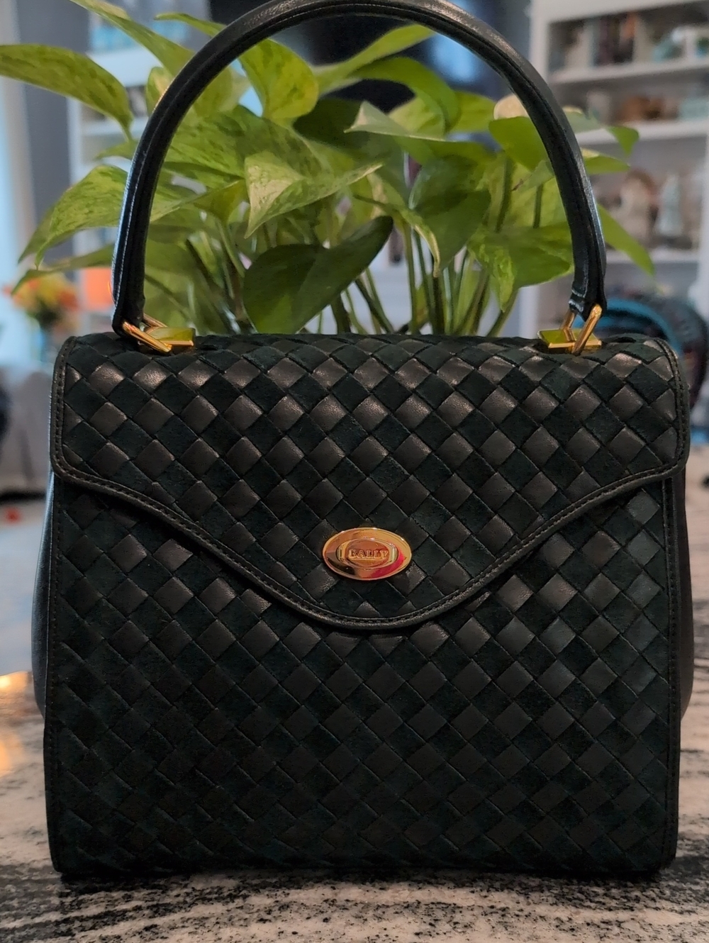 Bally Lambskin & Suede Top Handle Woven Crossbody Bag - RARE - VINTAGE